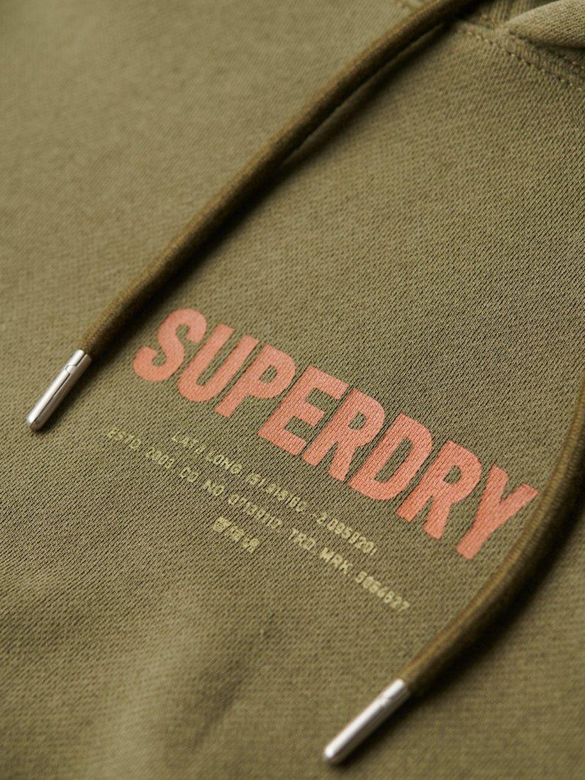Product image 5 of 6, which shows Superdry Printed Logo Oversized Cotton Hoodie, Olive Night Green, XS