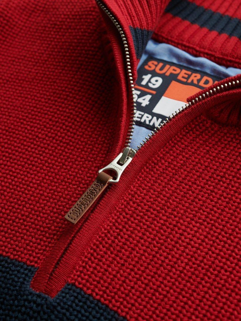 Product image 5 of 5, which shows Superdry Oversized Classic Stripe 1/2 Zip Jumper , Navy/Red, XS