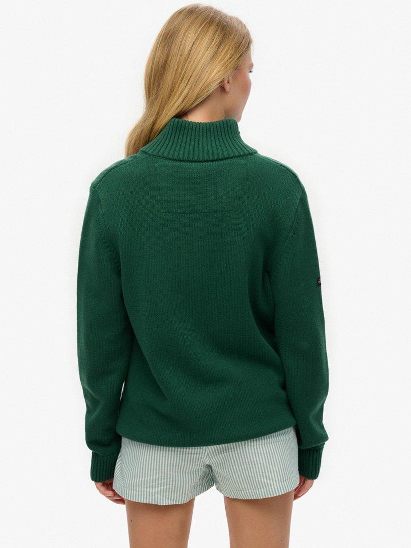 Product image 2 of 5, which shows Superdry Oversized Classic 12 Zip Jumper, Forest Green, XS