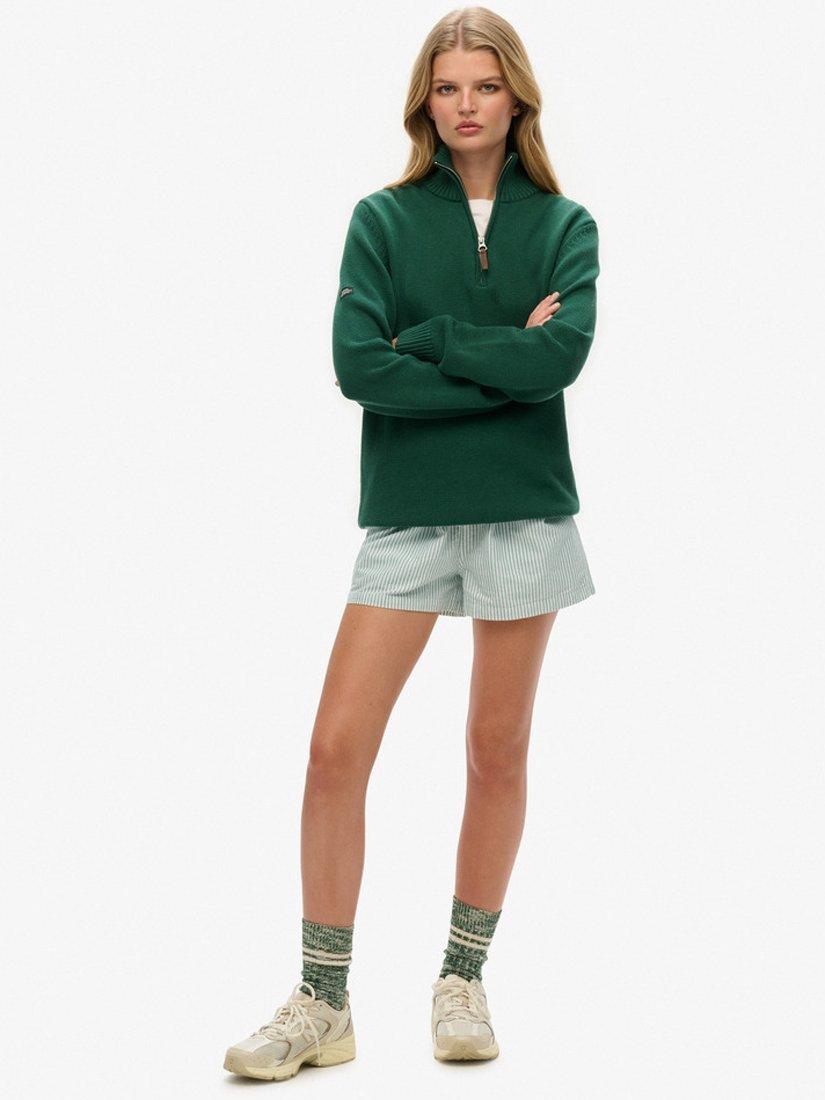 Product image 4 of 5, which shows Superdry Oversized Classic 12 Zip Jumper, Forest Green, XS