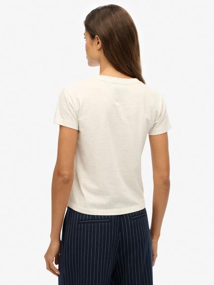 Superdry Essential Logo Fitted T-Shirt - view 2, Vintage White Marl