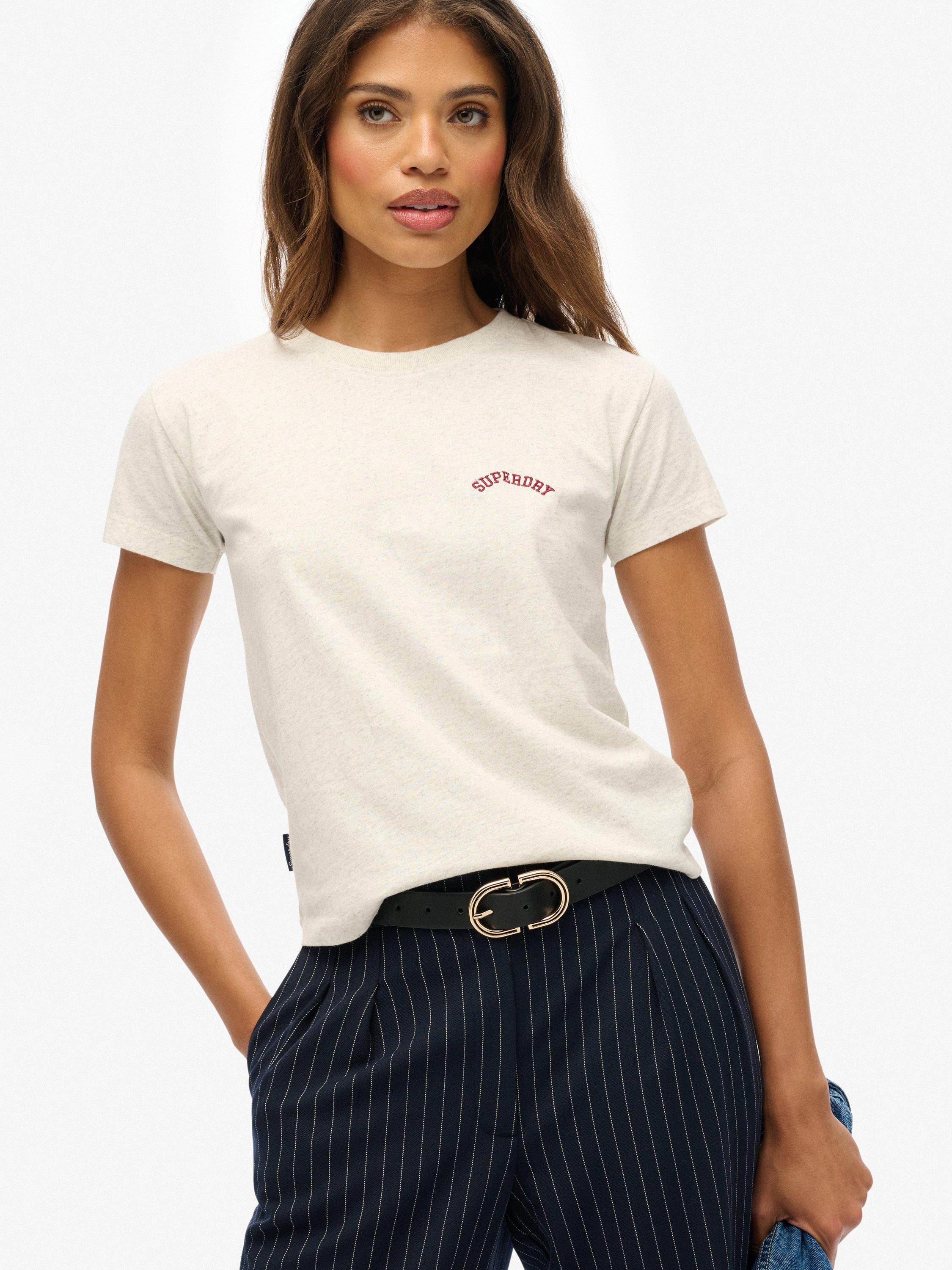 Product image 5 of 6, which shows Superdry Essential Logo Fitted T-Shirt, Vintage White Marl, 10