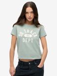 Superdry Athletic Graphic Fitted T-Shirt, Light Jade Green