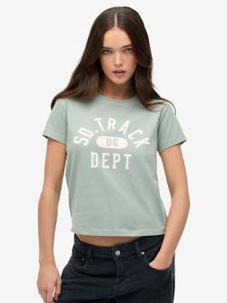 Superdry Athletic Graphic Fitted T-Shirt, Light Jade Green, Light Jade Green