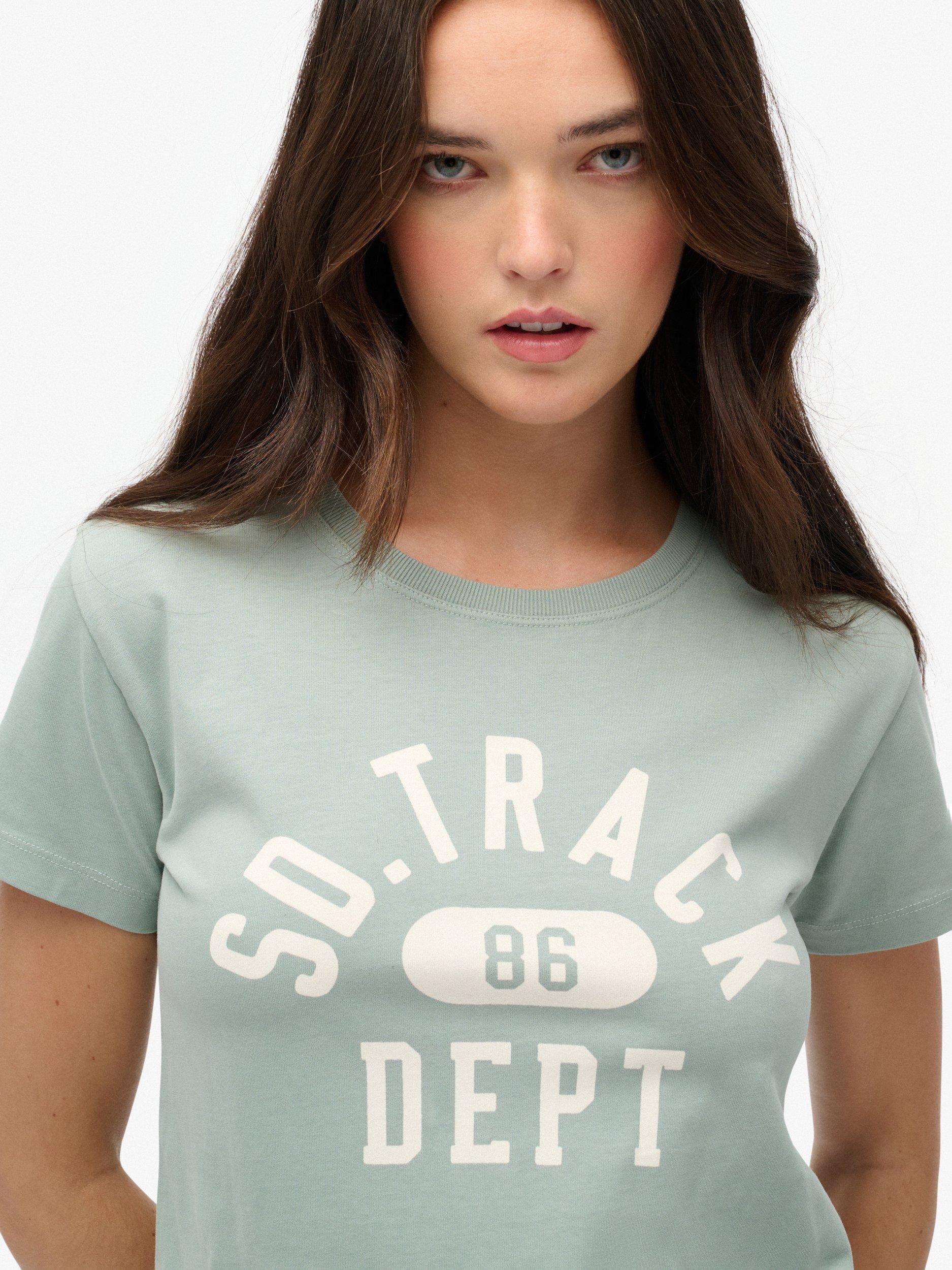 Product image 4 of 5, which shows Superdry Athletic Graphic Fitted T-Shirt, Light Jade Green, 10