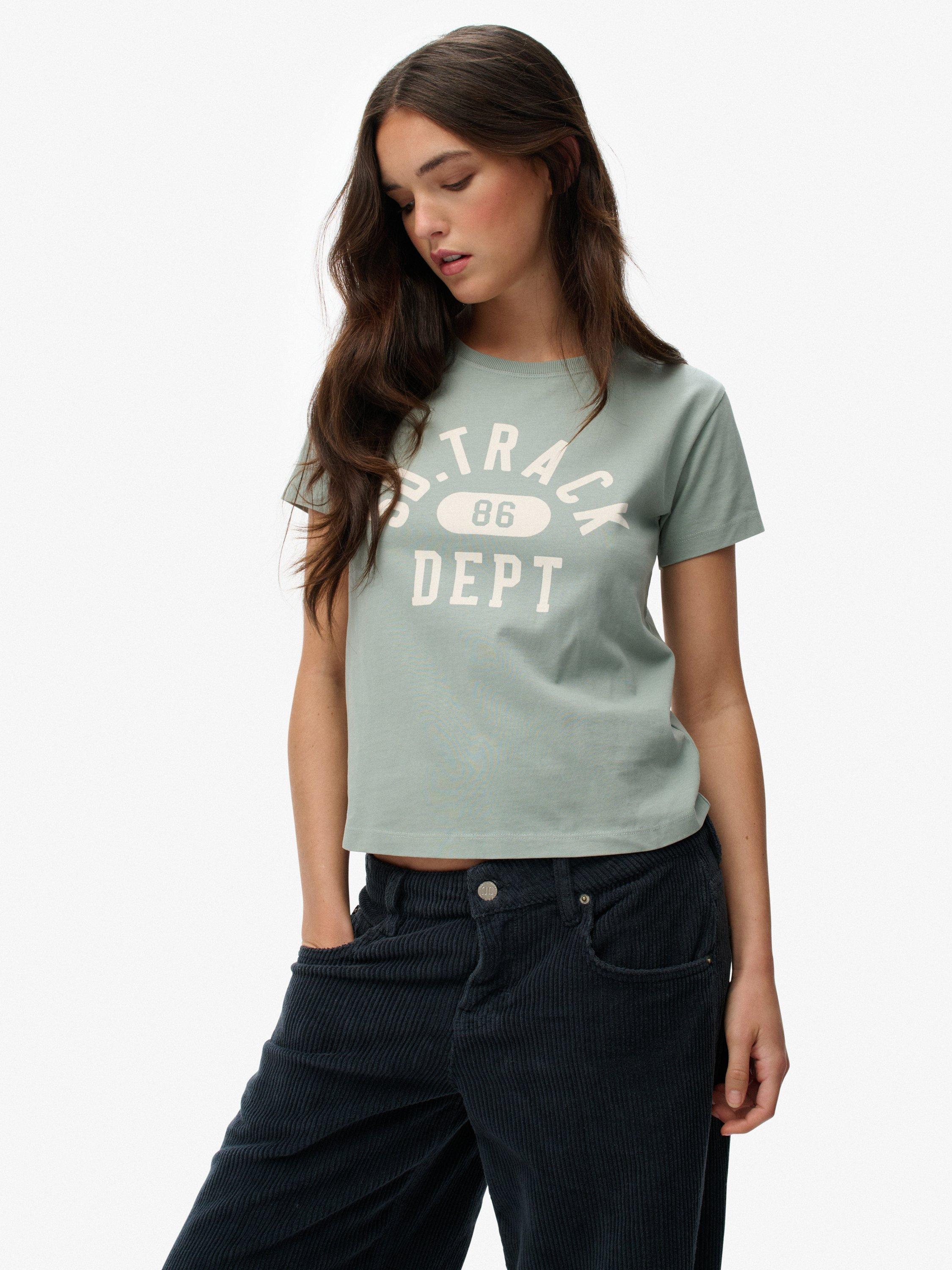 Product image 5 of 5, which shows Superdry Athletic Graphic Fitted T-Shirt, Light Jade Green, 10
