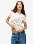 Superdry Athletic Graphic Fitted T-Shirt, Desert Bone   White