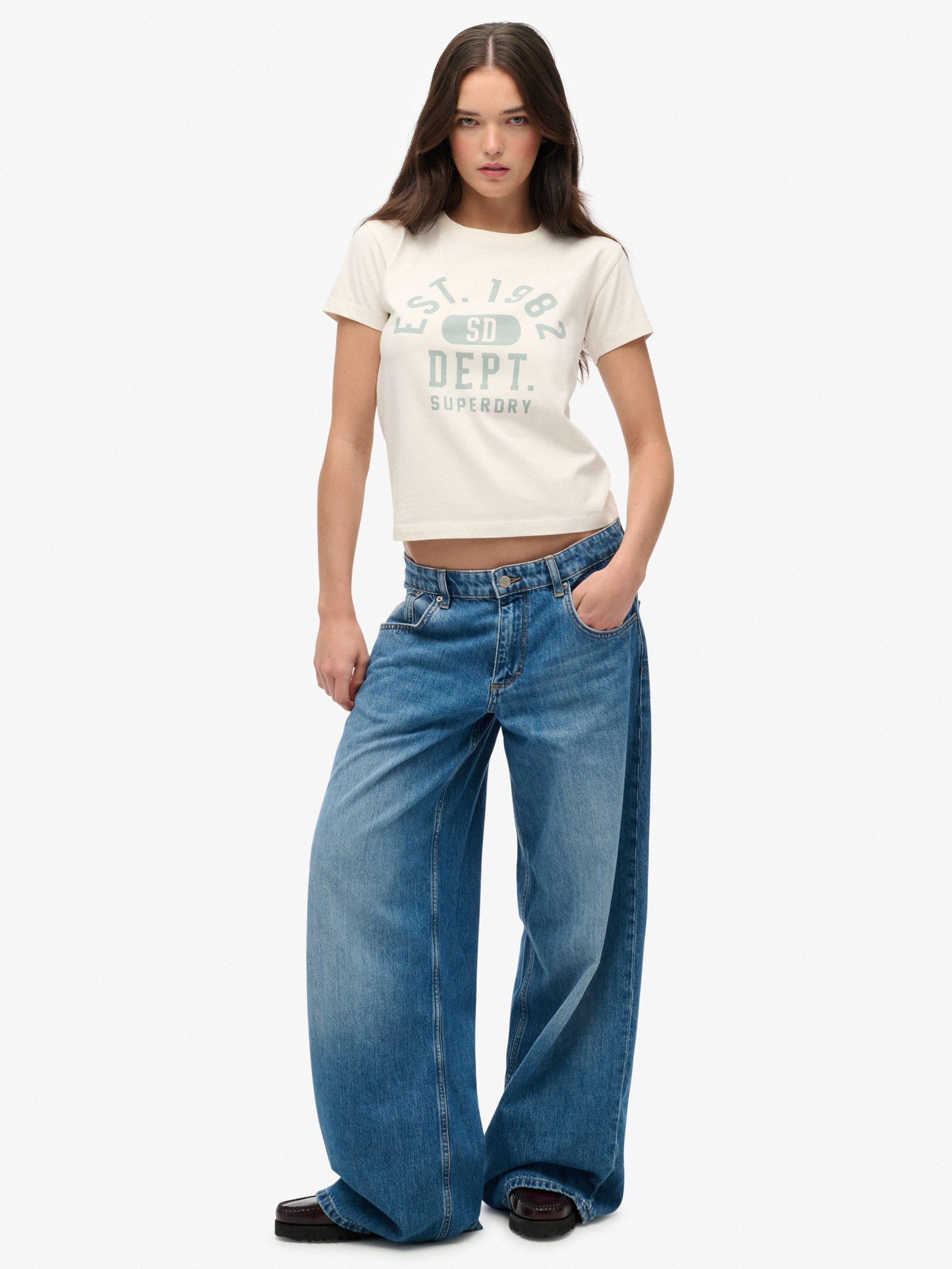 Product image 3 of 5, which shows Superdry Athletic Graphic Fitted T-Shirt, Desert Bone   White, 10