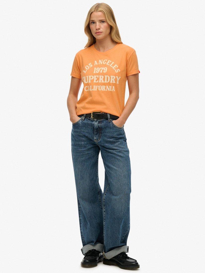 Product image 4 of 4, which shows Superdry Surf Logo Fitted T-Shirt, Autumn Sunset Orange, 10