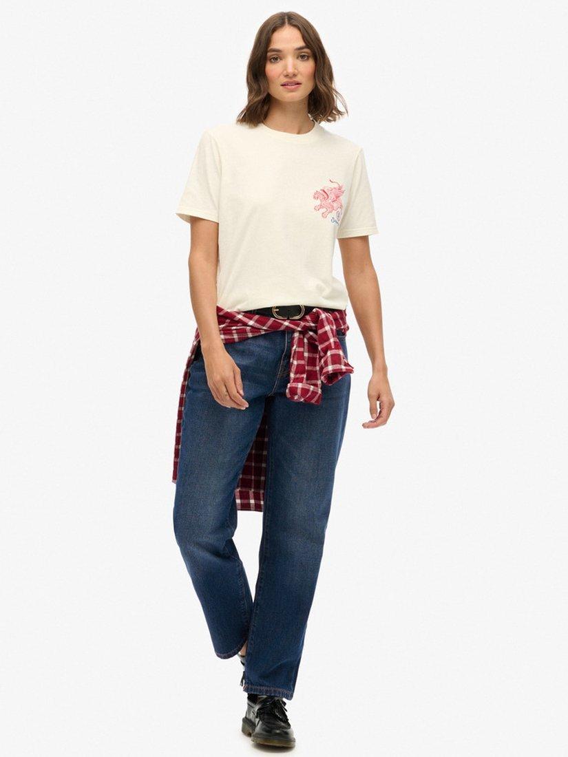 Product image 3 of 5, which shows Superdry Tokyo Narrative Relaxed T-Shirt, Off White, 10