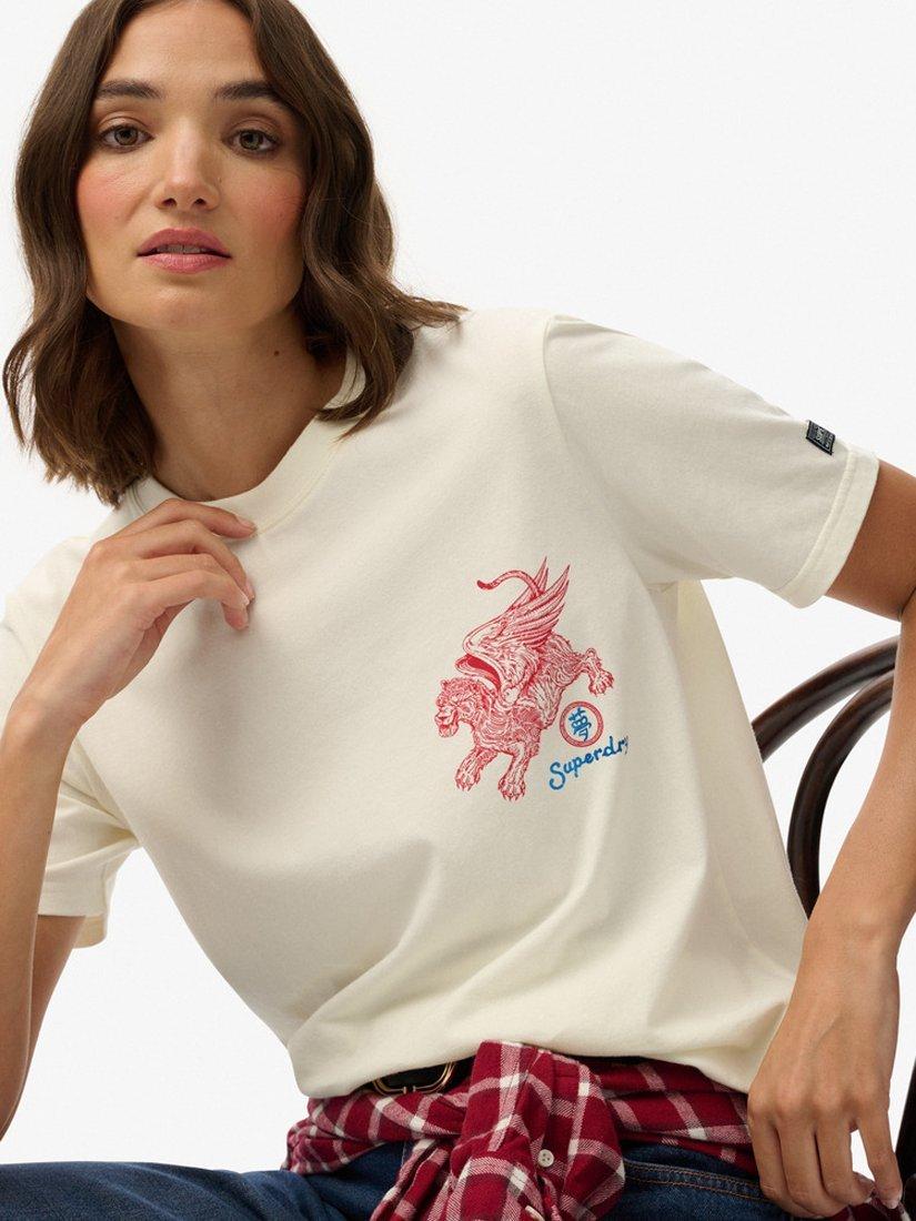 Product image 5 of 5, which shows Superdry Tokyo Narrative Relaxed T-Shirt, Off White, 10
