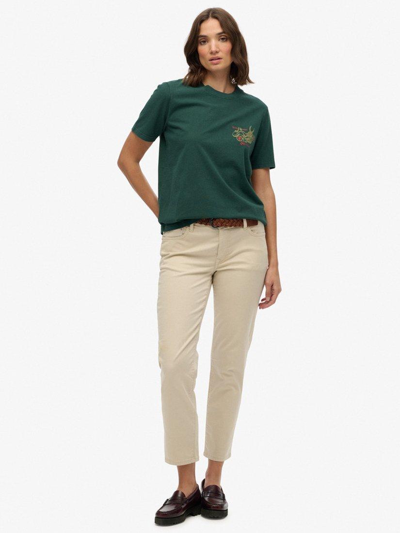 Product image 3 of 5, which shows Superdry Tokyo Narrative Relaxed T-Shirt, Enamel Green, 10