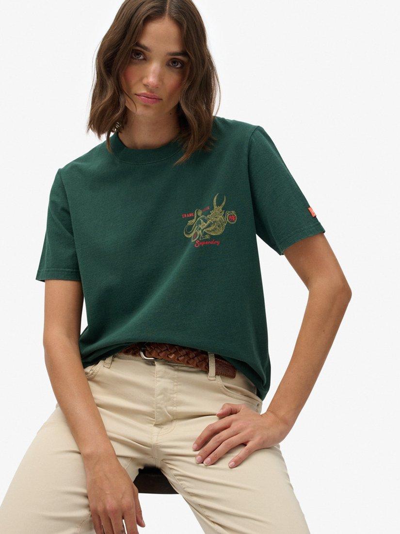 Product image 5 of 5, which shows Superdry Tokyo Narrative Relaxed T-Shirt, Enamel Green, 10