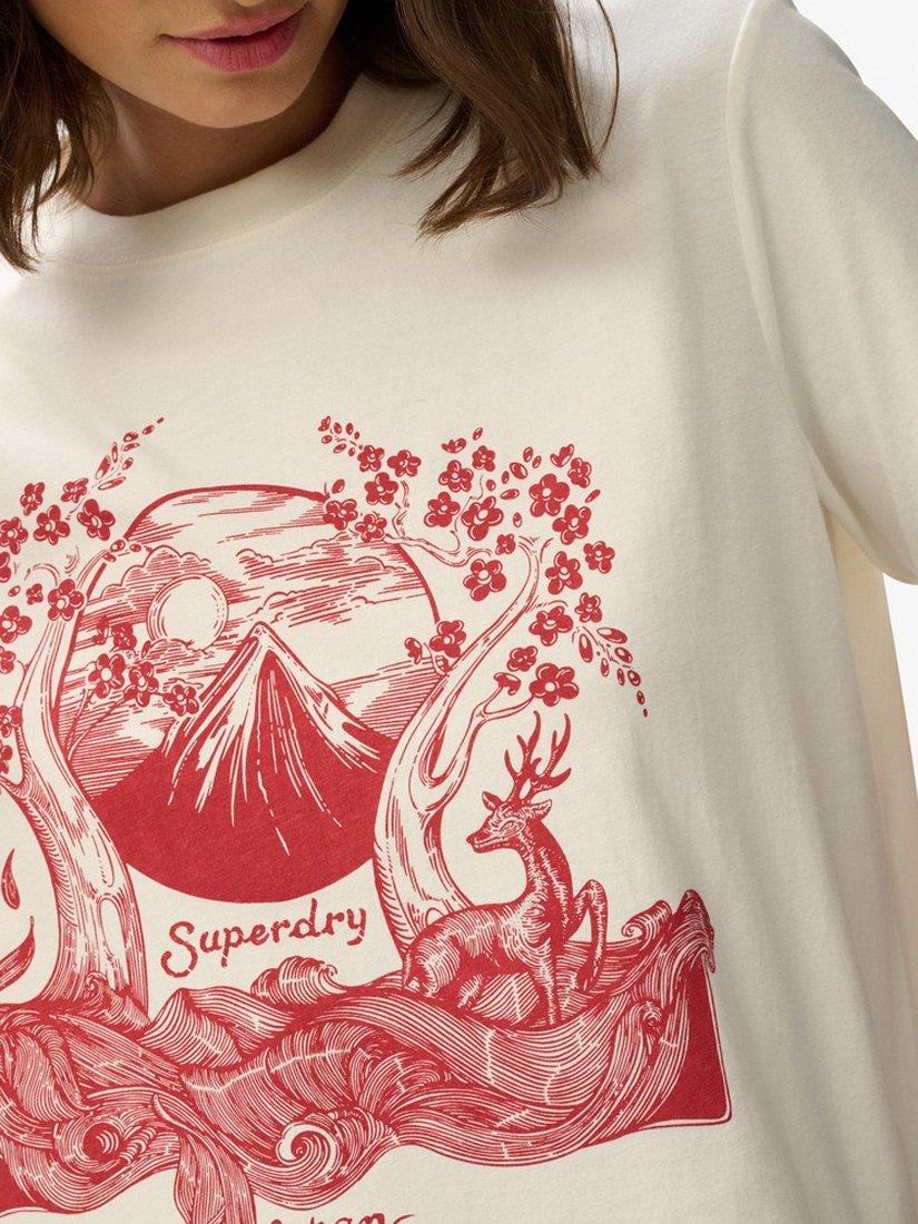 Product image 5 of 5, which shows Superdry Tokyo Narrative Relaxed T-Shirt, Desert Bone White, 10