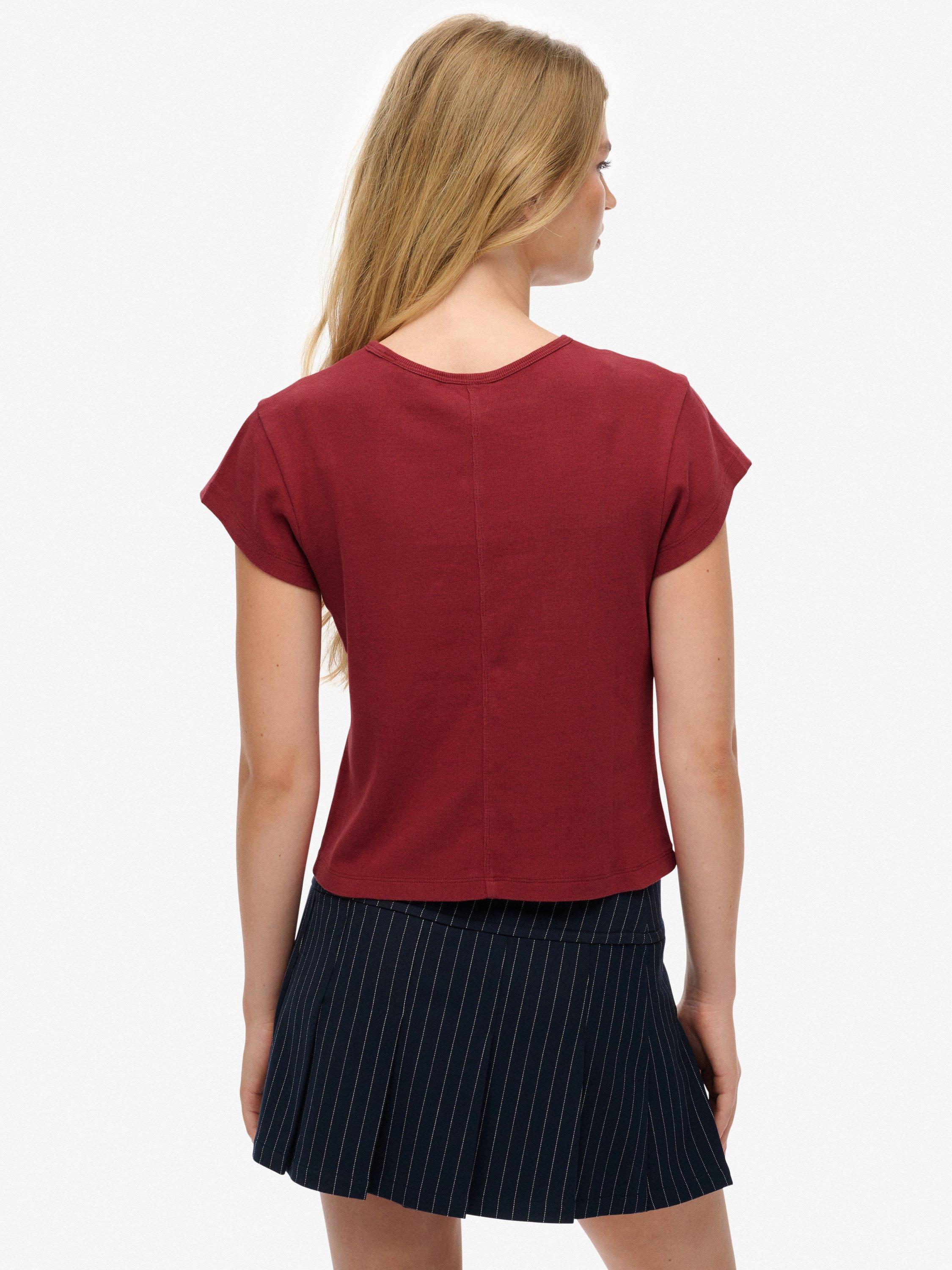 Product image 2 of 6, which shows Superdry Athletic Essential T-Shirt, Bordeaux Red, 10