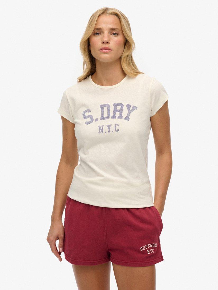 Product image 1 of 5, which shows Superdry Athletic Essential Slub T-Shirt, Off White, 10