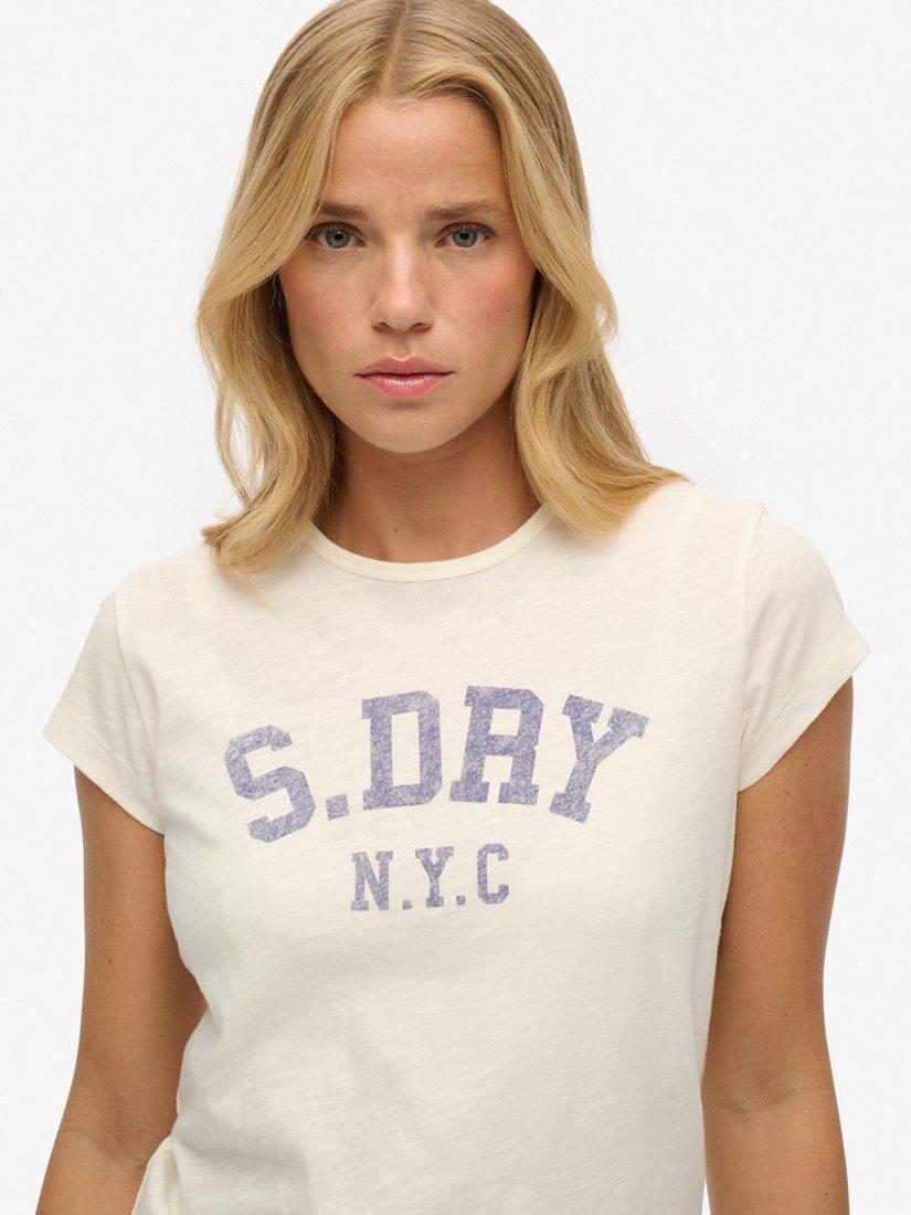Product image 4 of 5, which shows Superdry Athletic Essential Slub T-Shirt, Off White, 10