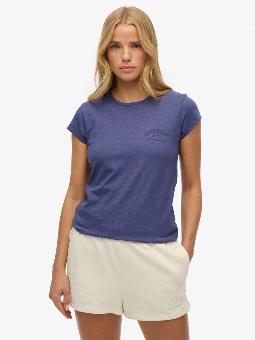 Product image 1 of 5, which shows Superdry Athletic Essential Slub T-Shirt, Mariner Navy, 10