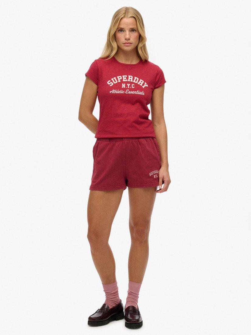 Product image 3 of 5, which shows Superdry Athletic Essential Slub T-Shirt, Bordeaux Red, 10