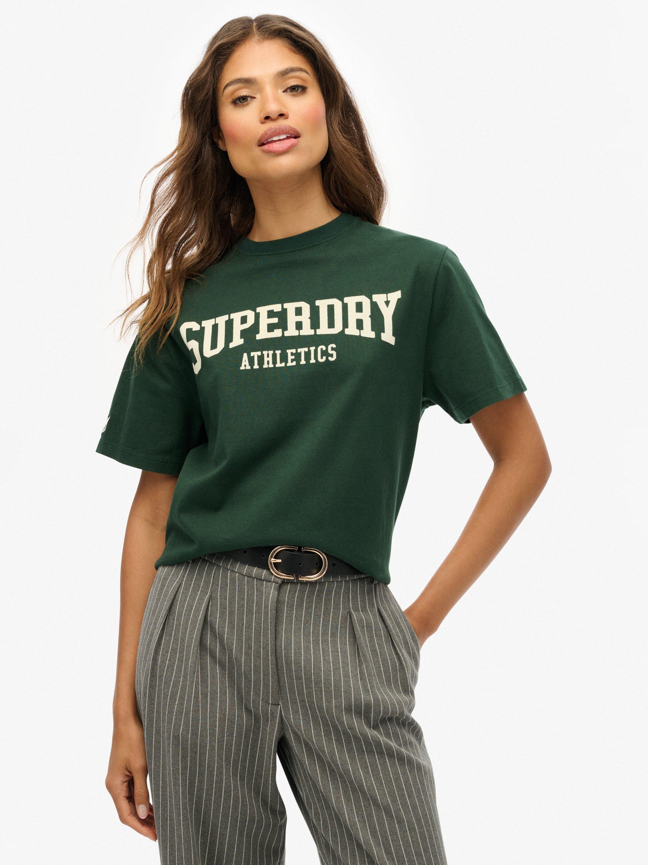 Product image 1 of 5, which shows Superdry Athletic Essentials Oversized T-Shirt, Enamel Green, 10