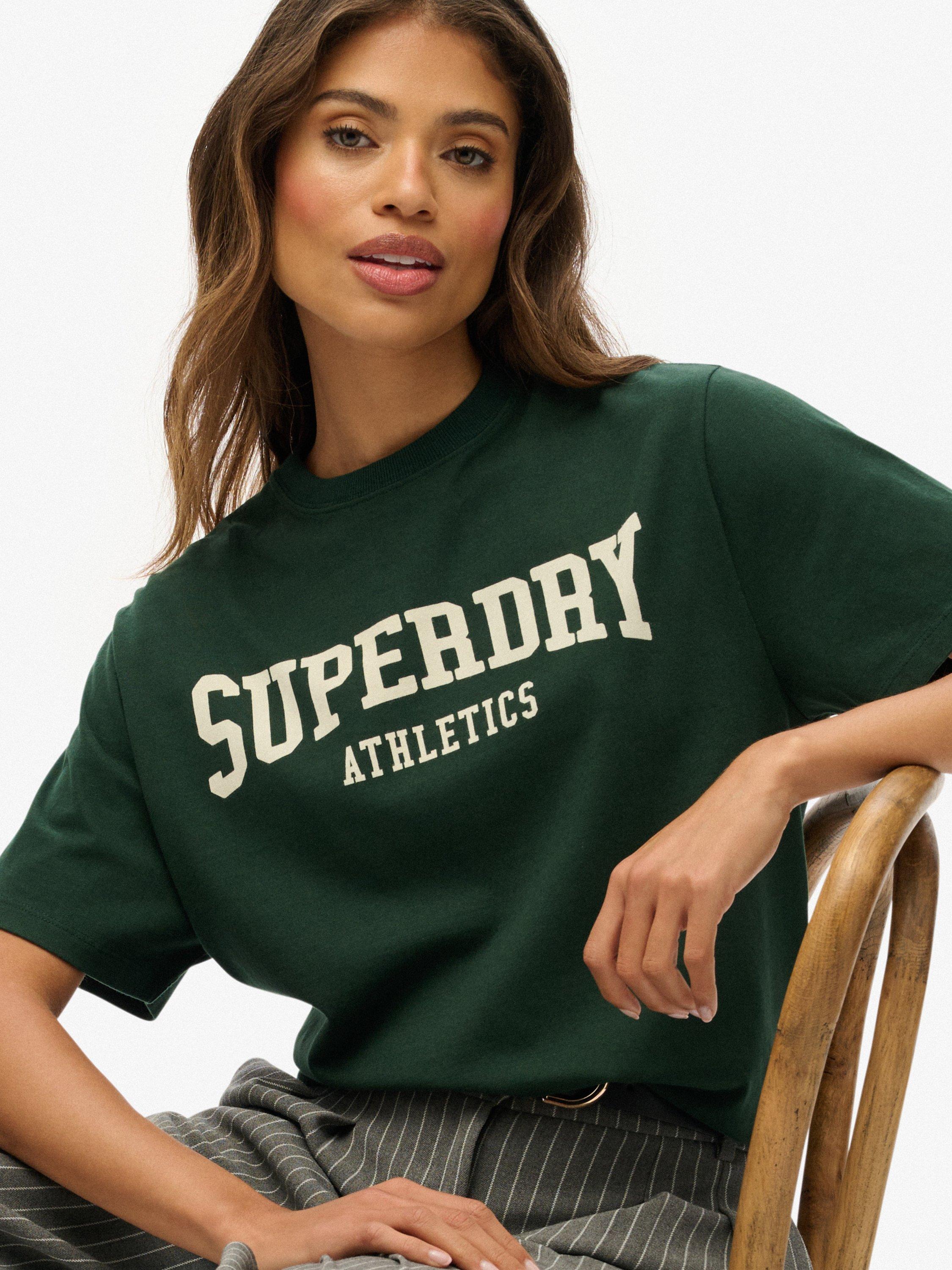 Product image 5 of 5, which shows Superdry Athletic Essentials Oversized T-Shirt, Enamel Green, 10