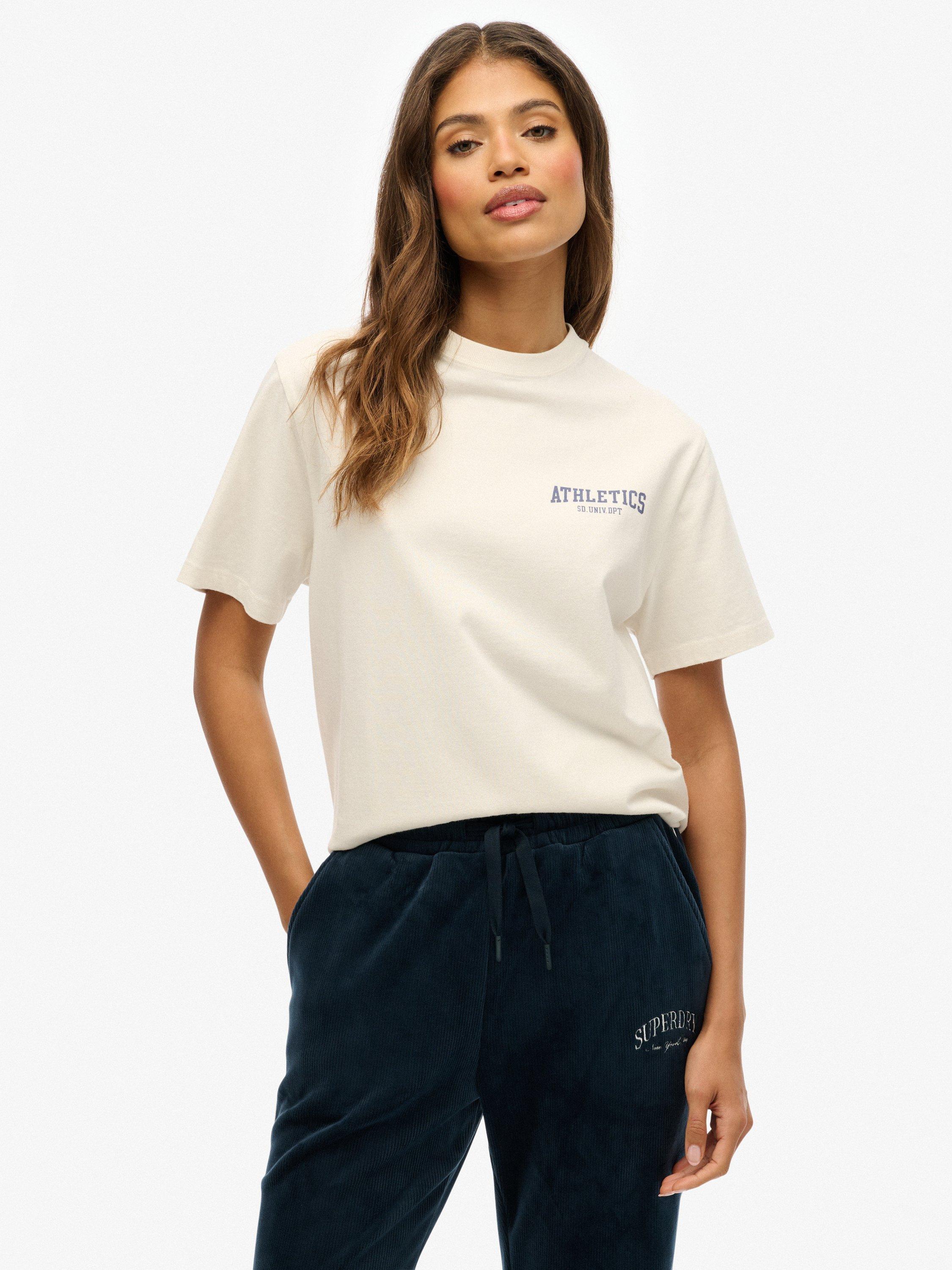 Product image 1 of 5, which shows Superdry Athletic Essentials Oversized T-Shirt, Desert Bone   White, 10