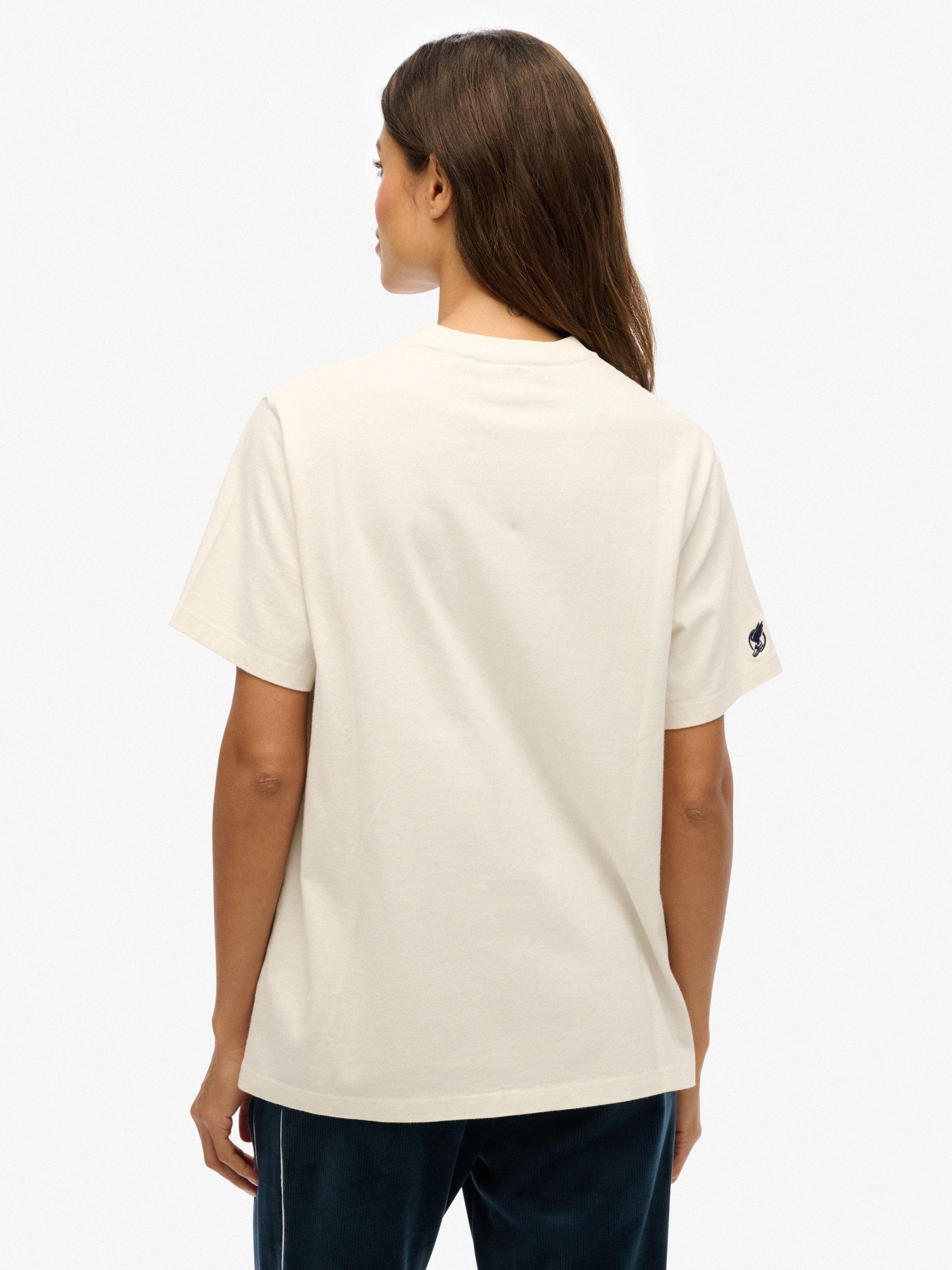 Product image 2 of 5, which shows Superdry Athletic Essentials Oversized T-Shirt, Desert Bone   White, 10