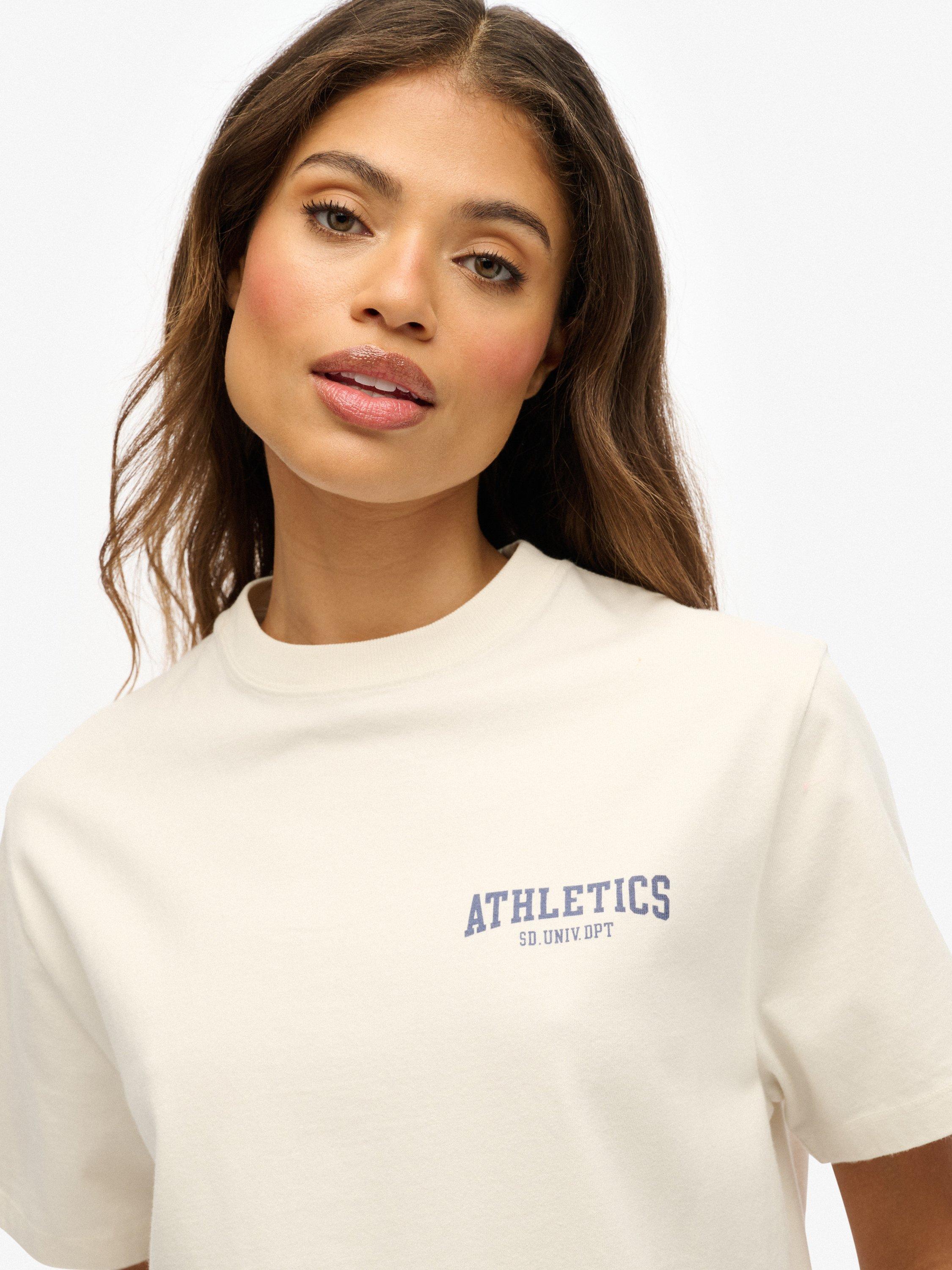 Product image 5 of 5, which shows Superdry Athletic Essentials Oversized T-Shirt, Desert Bone   White, 10