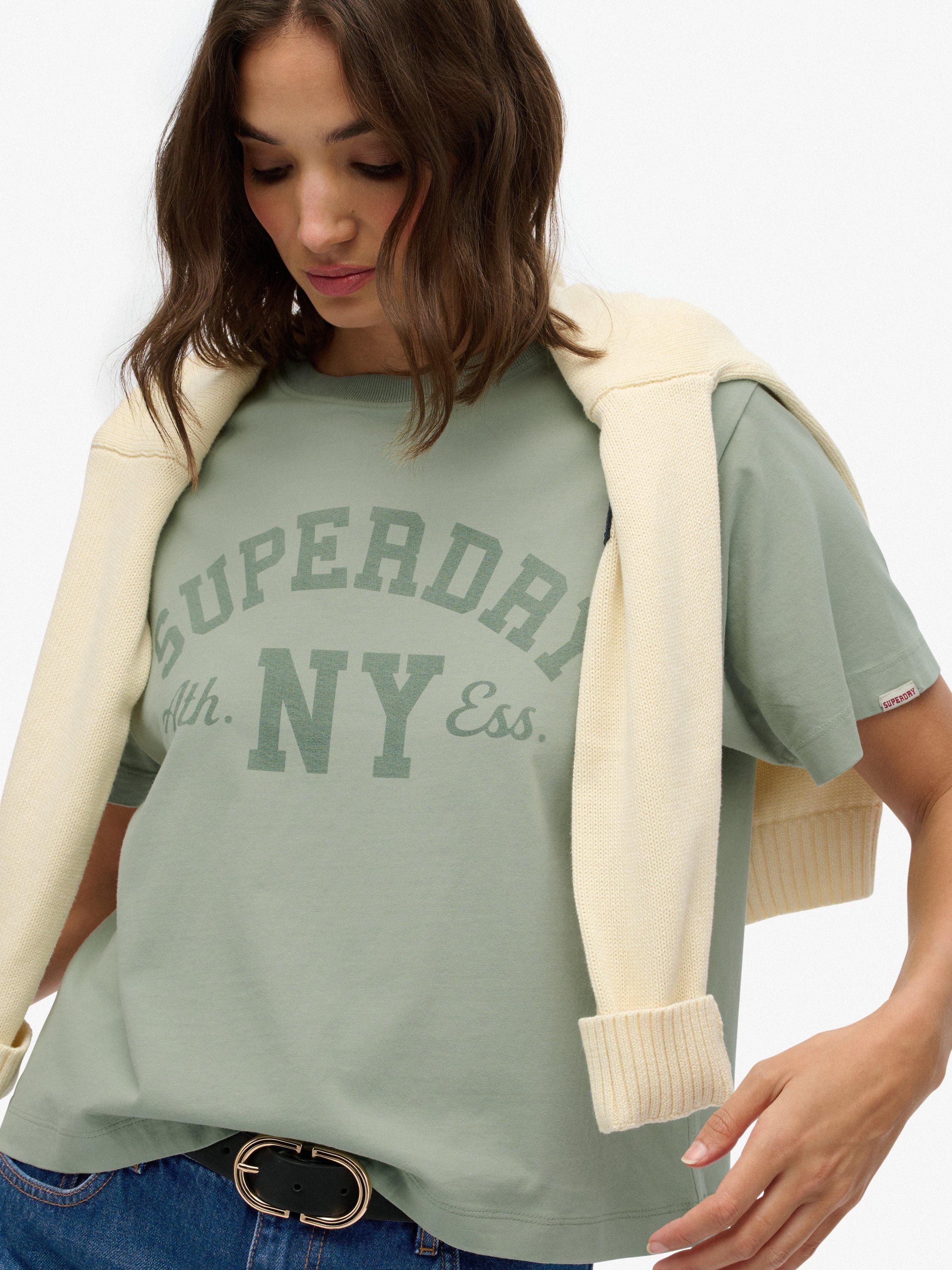 Product image 5 of 5, which shows Superdry Athletic Essentials Loose T-Shirt, Light Jade Green, 10