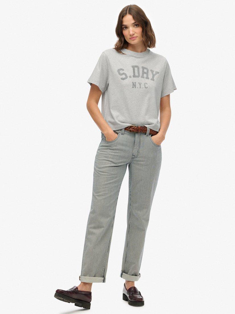 Product image 3 of 5, which shows Superdry Athletic Essentials Loose T-Shirt, Glacier Grey Marl, 10