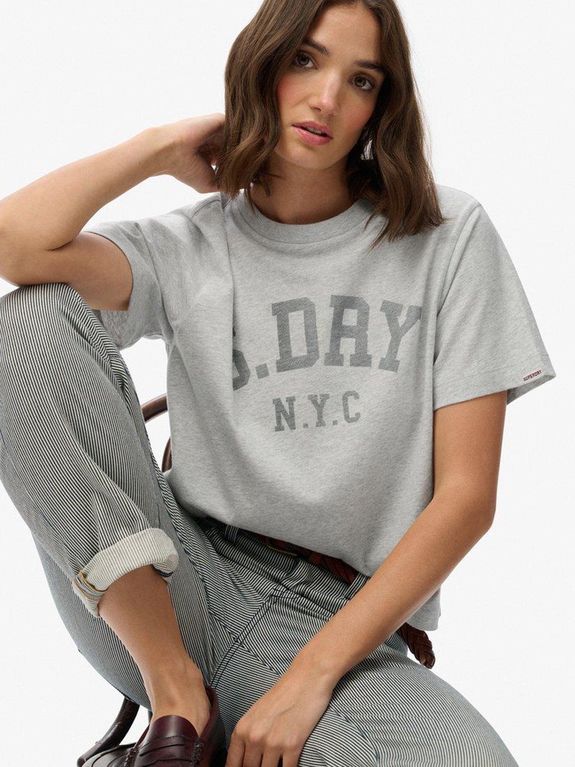 Product image 5 of 5, which shows Superdry Athletic Essentials Loose T-Shirt, Glacier Grey Marl, 10