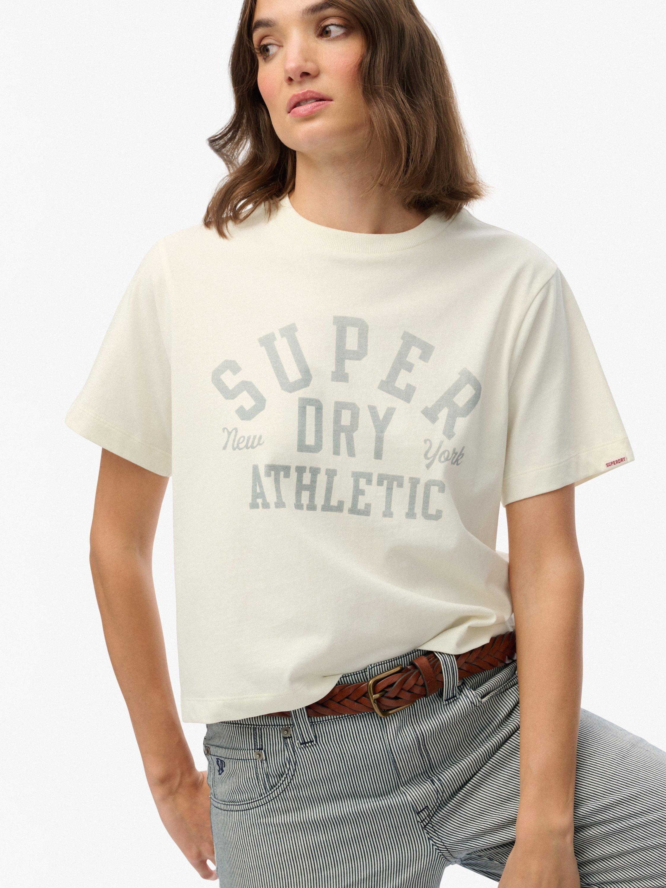 Product image 5 of 5, which shows Superdry Athletic Essentials Loose T-Shirt, Desert Bone White, 10