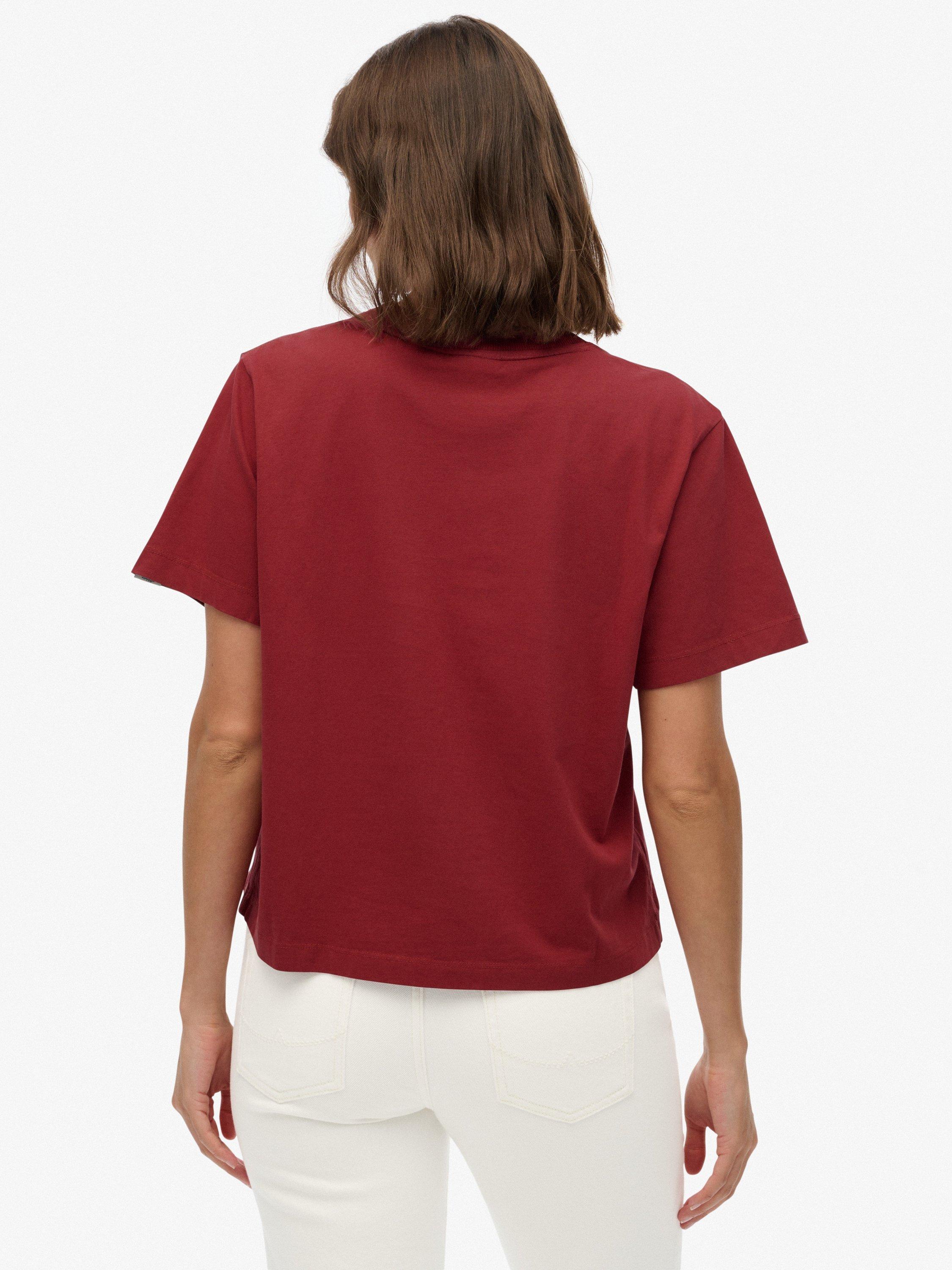 Product image 2 of 5, which shows Superdry Athletic Essentials Loose T-Shirt, Bordeaux Red, 10