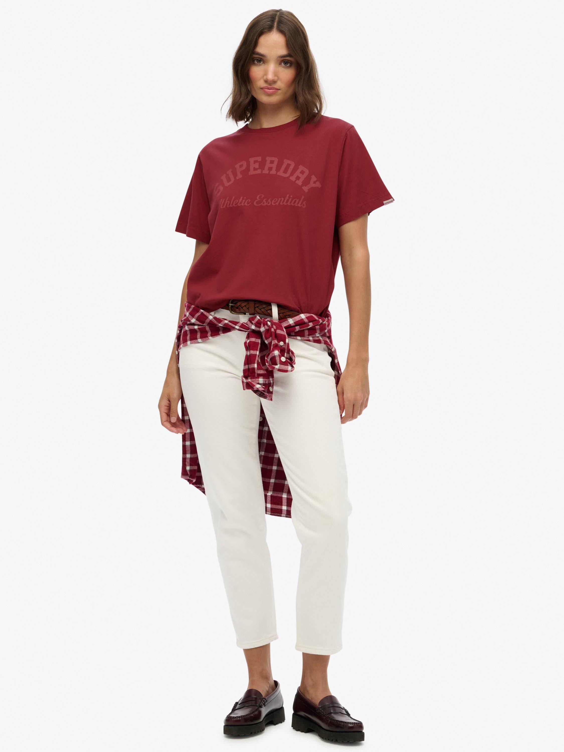 Product image 3 of 5, which shows Superdry Athletic Essentials Loose T-Shirt, Bordeaux Red, 10