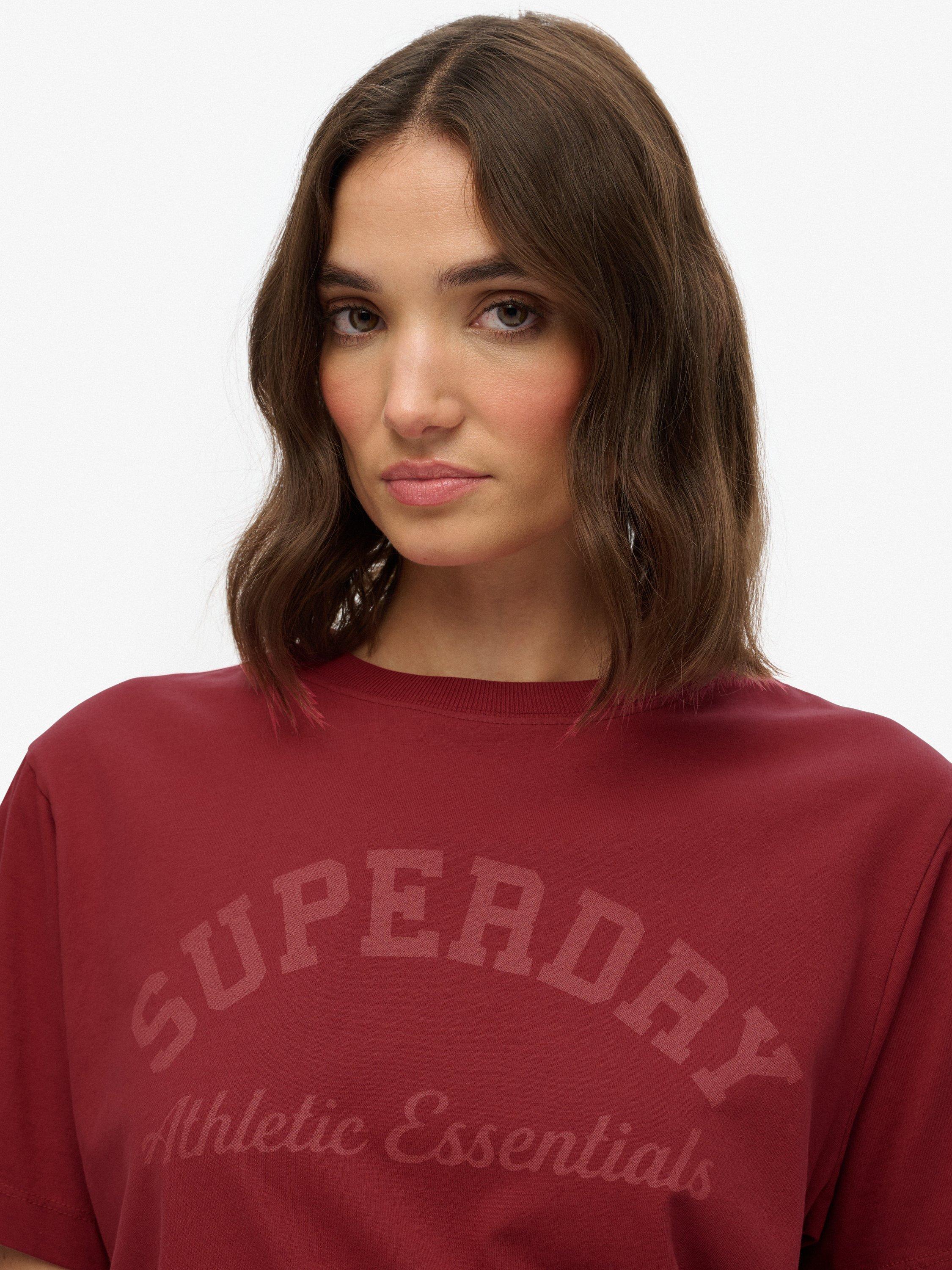 Product image 4 of 5, which shows Superdry Athletic Essentials Loose T-Shirt, Bordeaux Red, 10