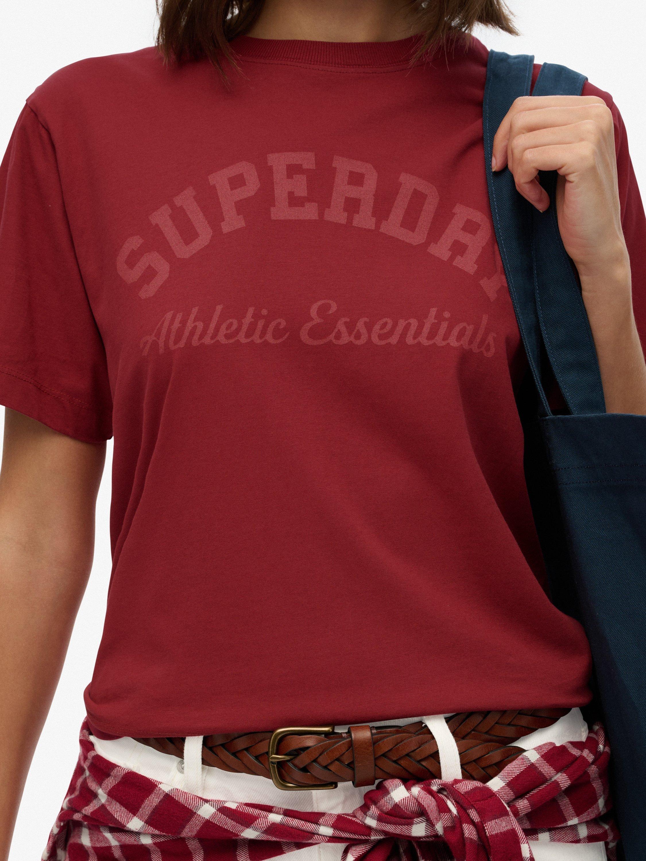 Product image 5 of 5, which shows Superdry Athletic Essentials Loose T-Shirt, Bordeaux Red, 10