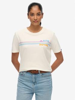 Superdry Rainbow Stripe T-Shirt, Riff White, Riff White