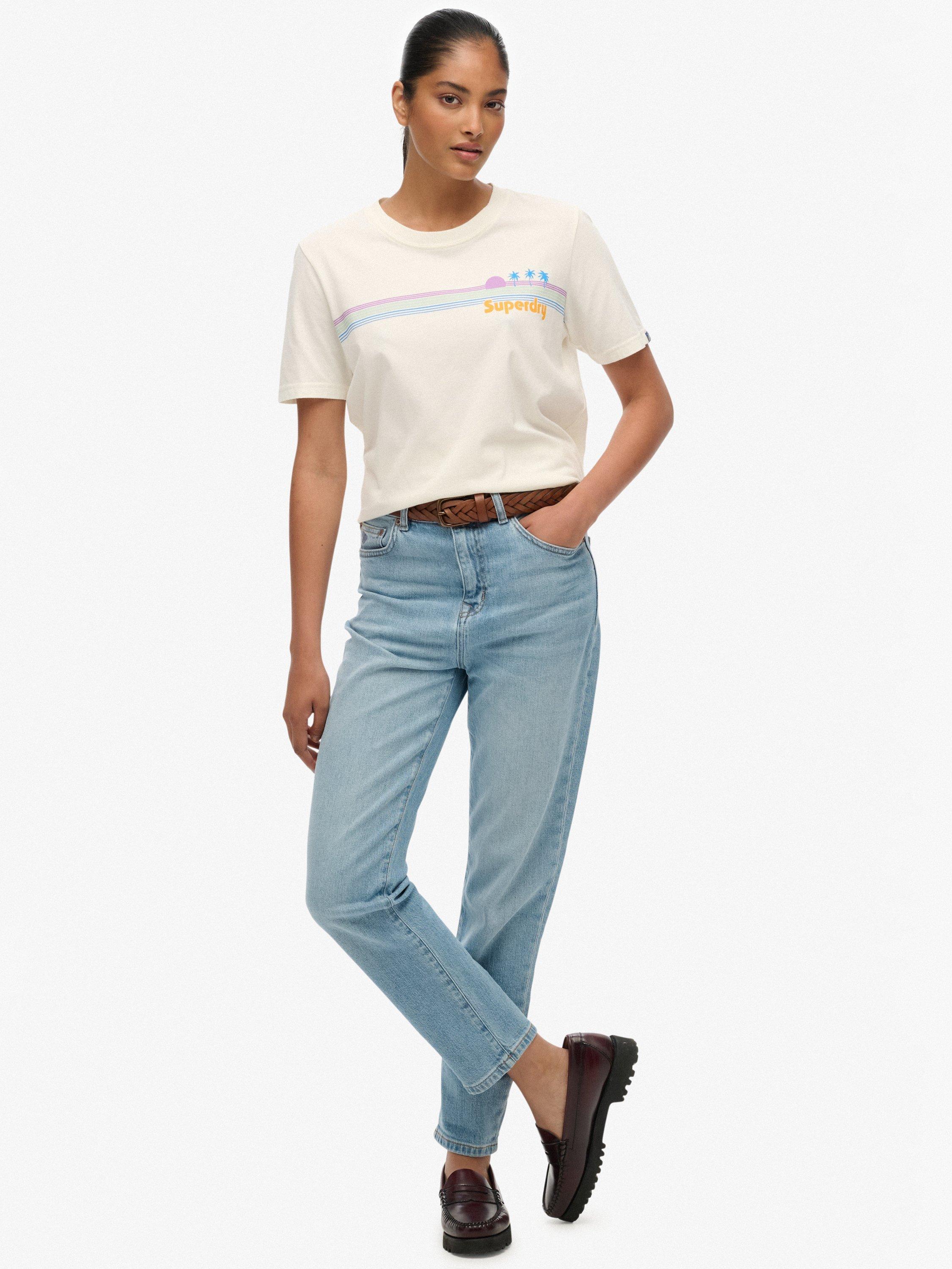 Product image 3 of 6, which shows Superdry Rainbow Stripe T-Shirt, Riff White, 10