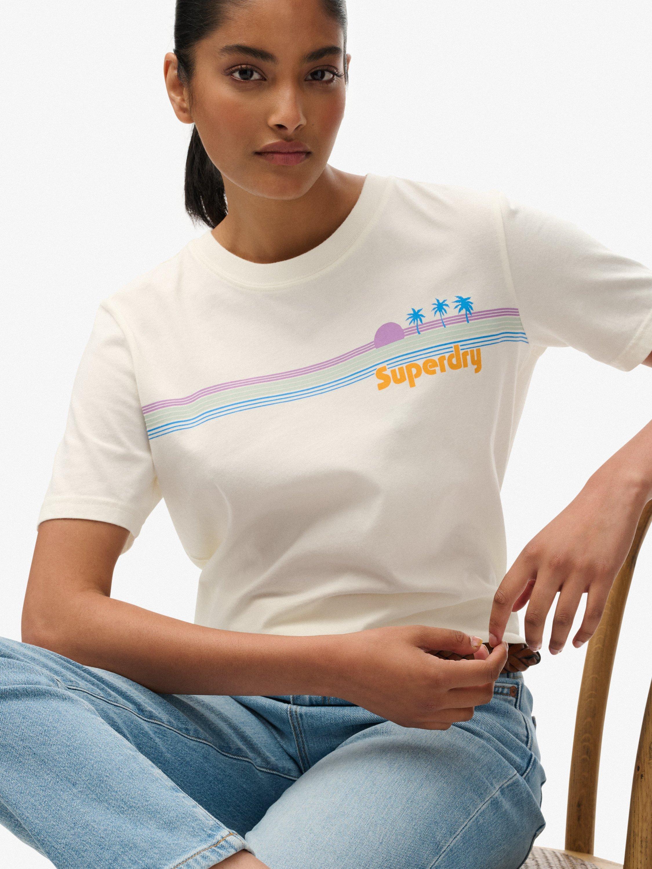 Product image 4 of 6, which shows Superdry Rainbow Stripe T-Shirt, Riff White, 10