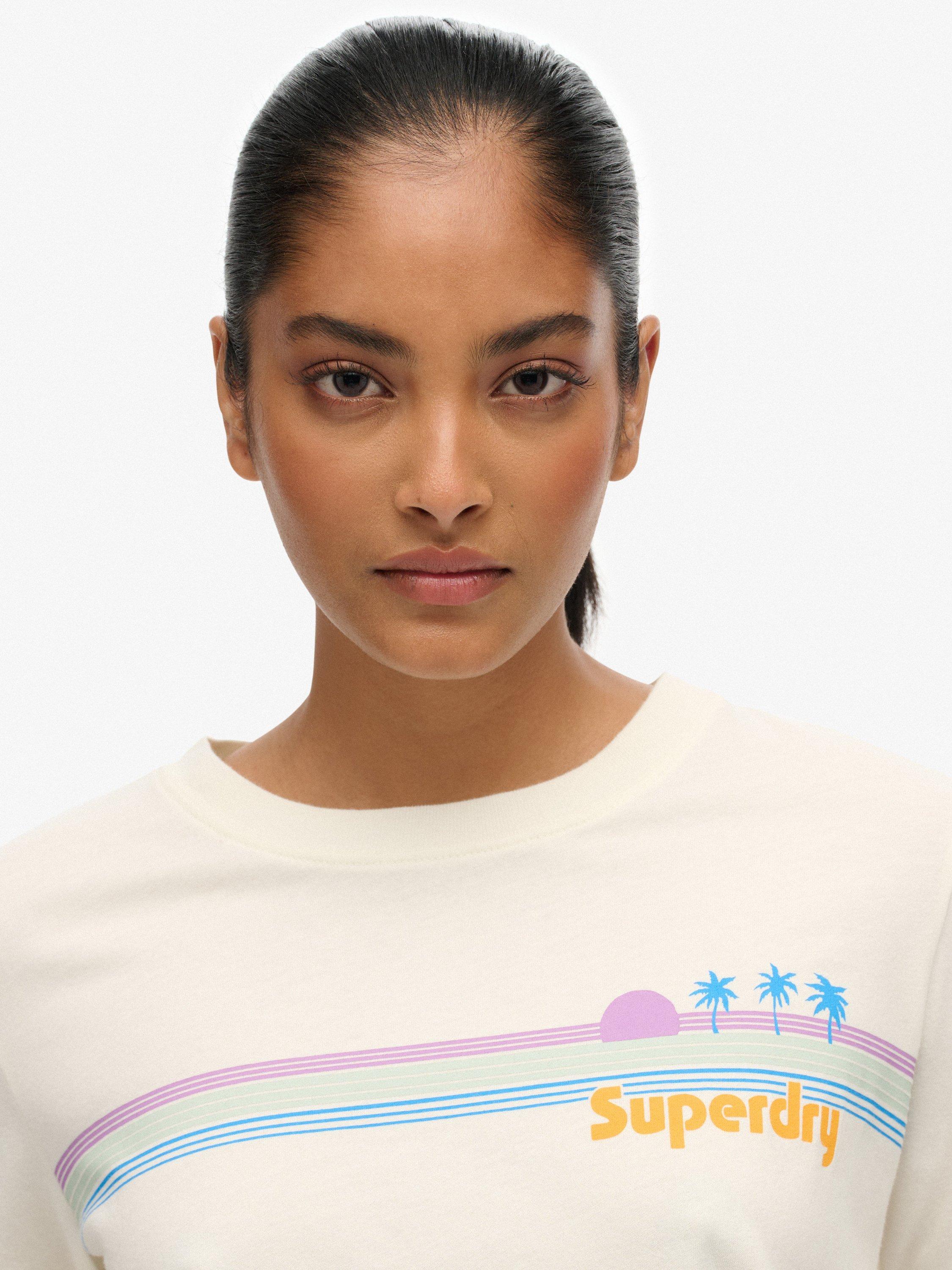 Product image 5 of 6, which shows Superdry Rainbow Stripe T-Shirt, Riff White, 10