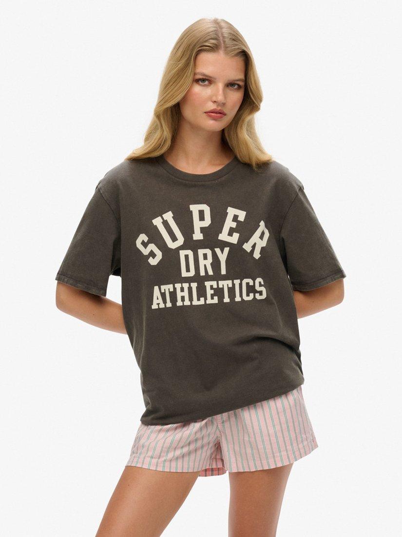 Superdry Oversized Athletic Essentials T-Shirt, Charcoal