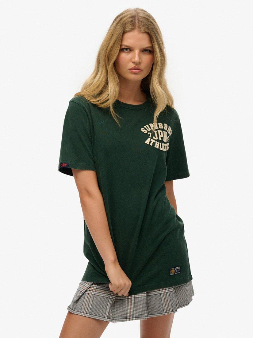 Superdry Embroidered Logo Oversized Cotton T-shirt, Enamel Green