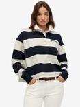Superdry Athletic Essentials Stripe Rugby Top, Eclipse Navy