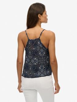 Superdry Paisley Ladder Trim Cami Top, Navy - view 2, Navy