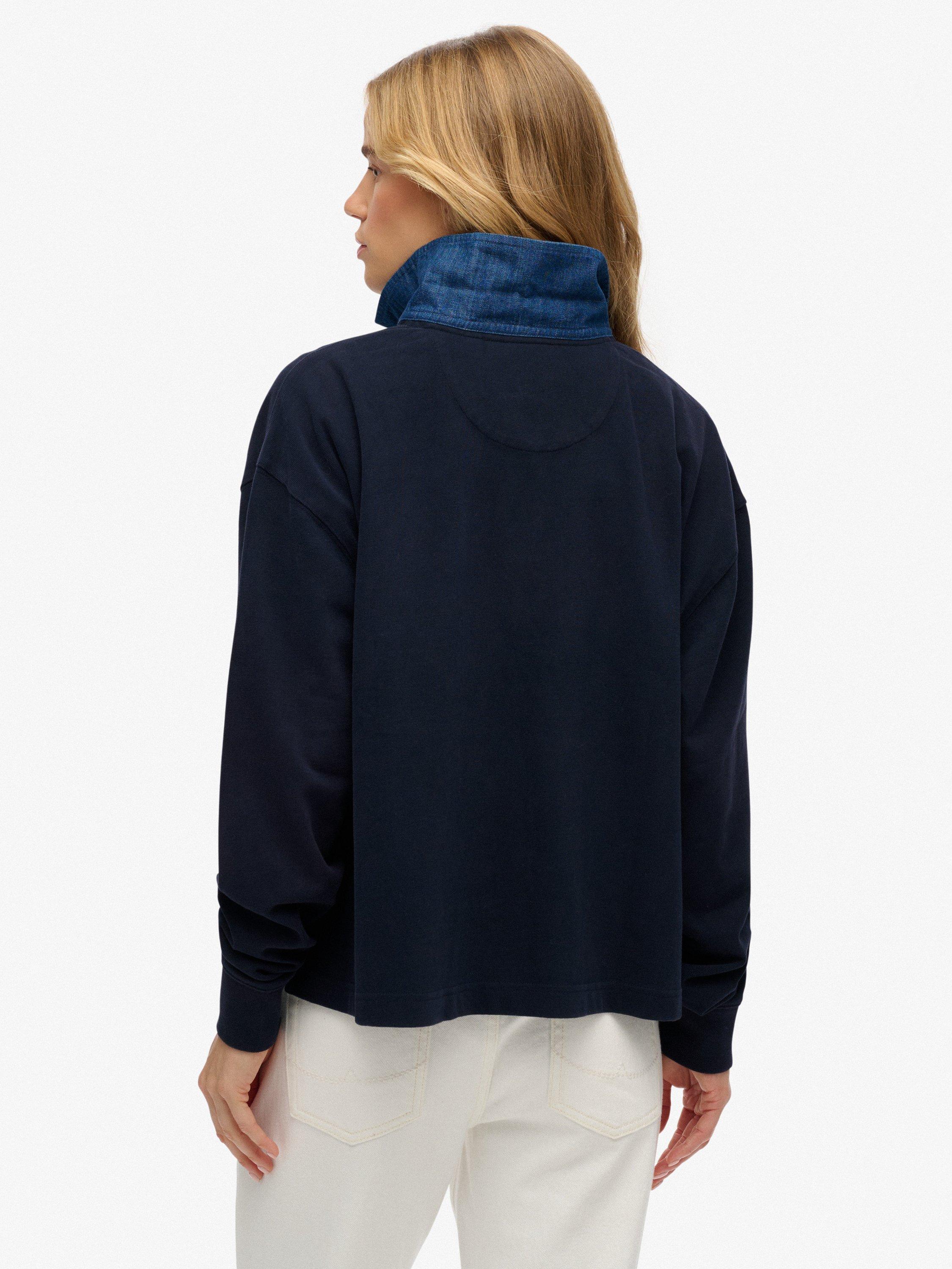 Product image 2 of 5, which shows Superdry Athletic Essentials Graphic Rugby Shirt, Eclipse Navy, 10