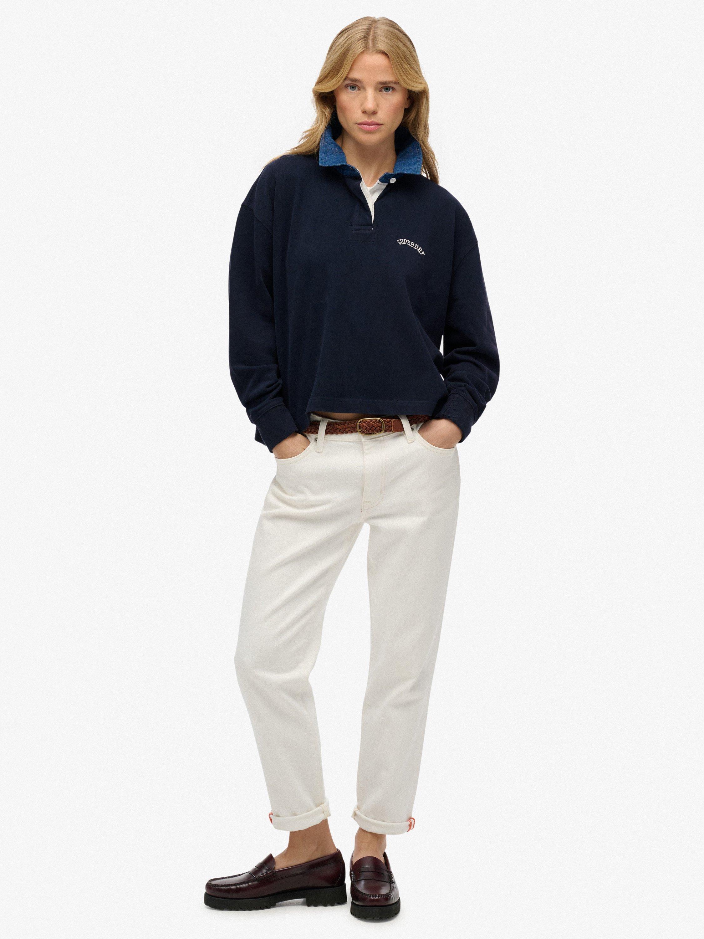 Product image 3 of 5, which shows Superdry Athletic Essentials Graphic Rugby Shirt, Eclipse Navy, 10