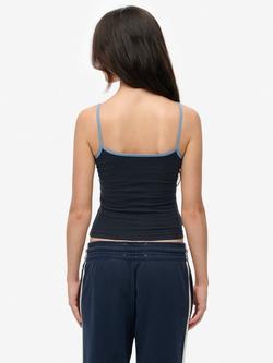 Superdry Athletic Essentials Branded Cami Top, Eclipse Navy - view 2, Eclipse Navy