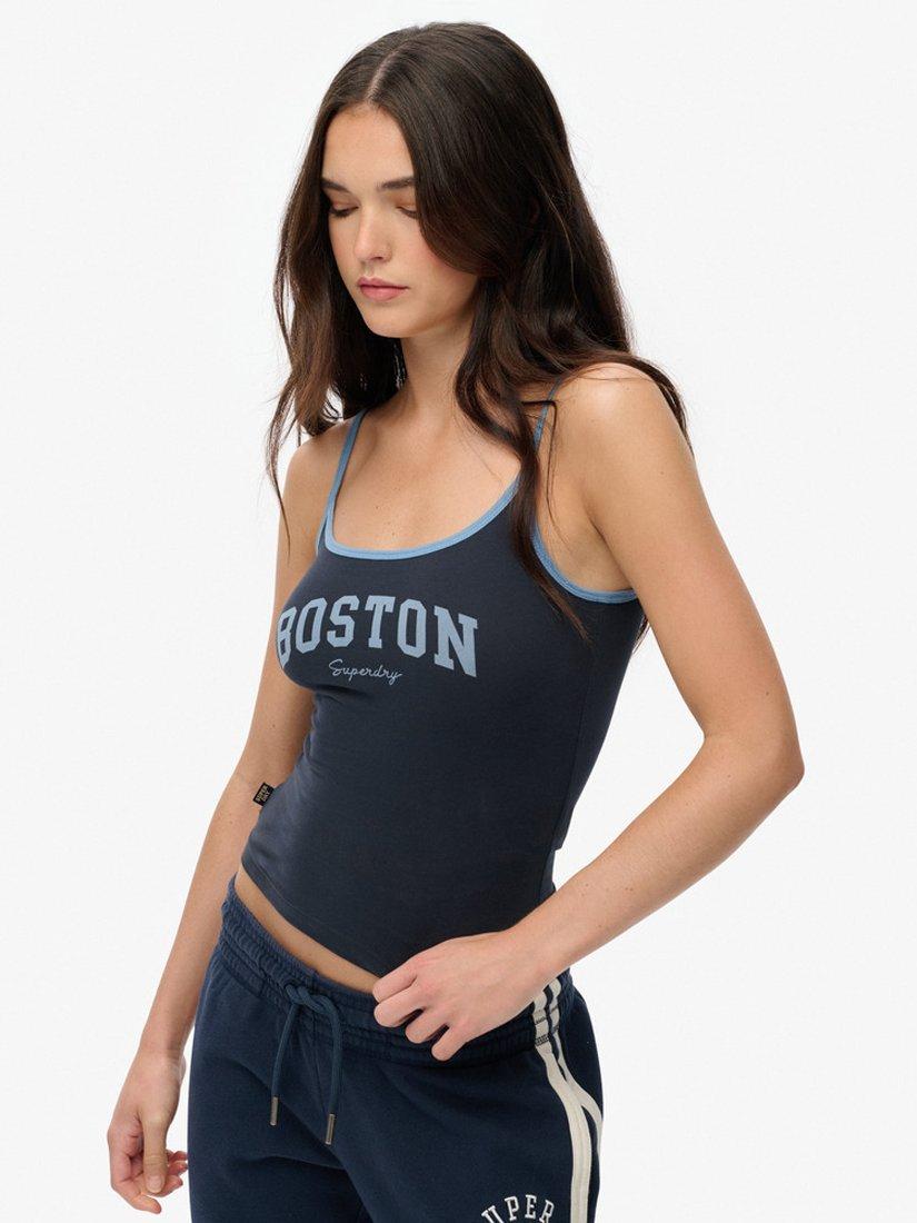 Product image 5 of 5, which shows Superdry Athletic Essentials Branded Cami Top, Eclipse Navy, 10