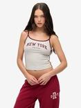 Superdry Athletic Essentials Branded Cami Top, Glacier Grey Marl