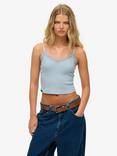 Superdry Athletic Essentials Lace Trim Cropped Cami Top, Blue Fog